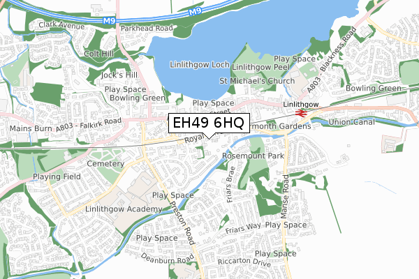 EH49 6HQ map - small scale - OS Open Zoomstack (Ordnance Survey)