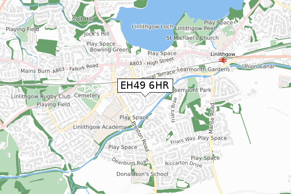 EH49 6HR map - small scale - OS Open Zoomstack (Ordnance Survey)