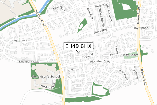 EH49 6HX map - large scale - OS Open Zoomstack (Ordnance Survey)