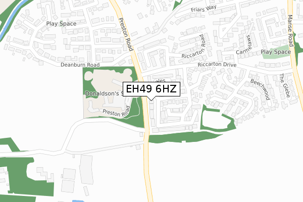 EH49 6HZ map - large scale - OS Open Zoomstack (Ordnance Survey)