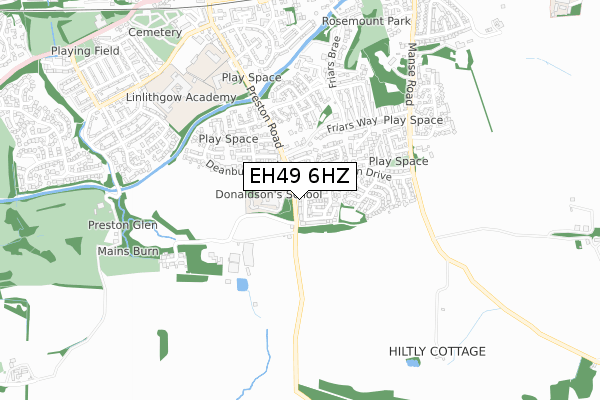 EH49 6HZ map - small scale - OS Open Zoomstack (Ordnance Survey)