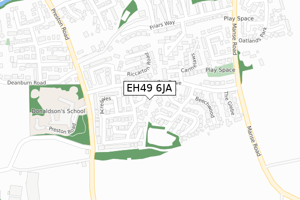 EH49 6JA map - large scale - OS Open Zoomstack (Ordnance Survey)