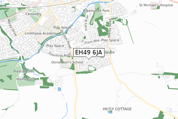 EH49 6JA map - small scale - OS Open Zoomstack (Ordnance Survey)