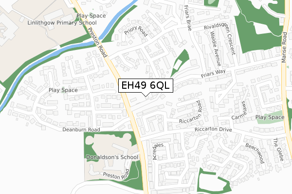 EH49 6QL map - large scale - OS Open Zoomstack (Ordnance Survey)