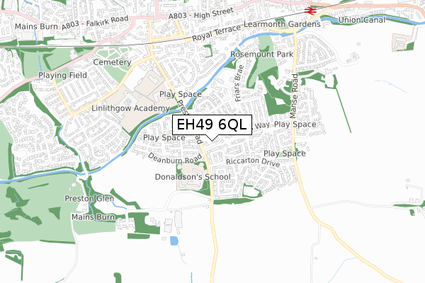 EH49 6QL map - small scale - OS Open Zoomstack (Ordnance Survey)