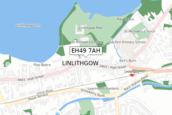 EH49 7AH map - large scale - OS Open Zoomstack (Ordnance Survey)