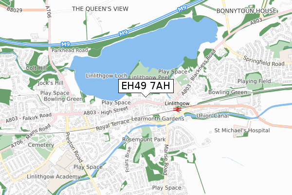 EH49 7AH map - small scale - OS Open Zoomstack (Ordnance Survey)