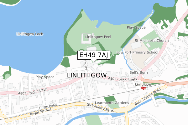 EH49 7AJ map - large scale - OS Open Zoomstack (Ordnance Survey)