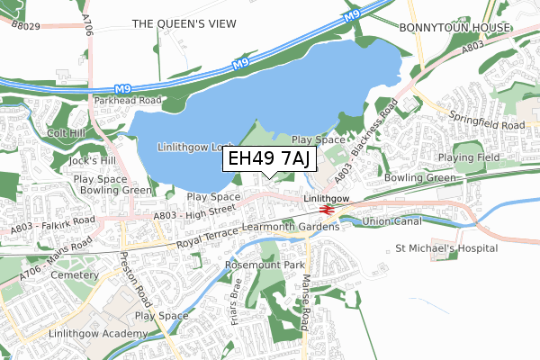 EH49 7AJ map - small scale - OS Open Zoomstack (Ordnance Survey)