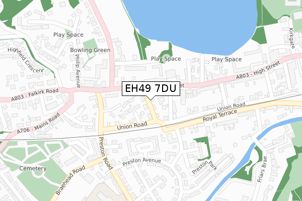 EH49 7DU map - large scale - OS Open Zoomstack (Ordnance Survey)