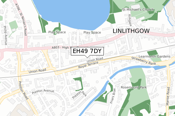 EH49 7DY map - large scale - OS Open Zoomstack (Ordnance Survey)