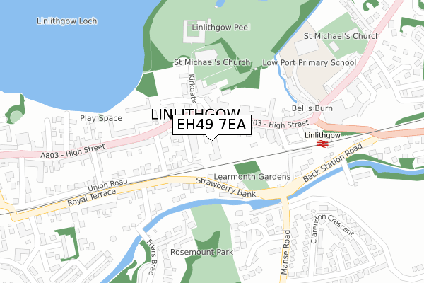 EH49 7EA map - large scale - OS Open Zoomstack (Ordnance Survey)