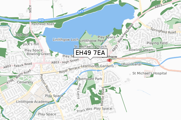 EH49 7EA map - small scale - OS Open Zoomstack (Ordnance Survey)