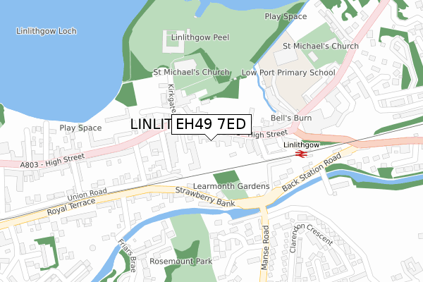 EH49 7ED map - large scale - OS Open Zoomstack (Ordnance Survey)