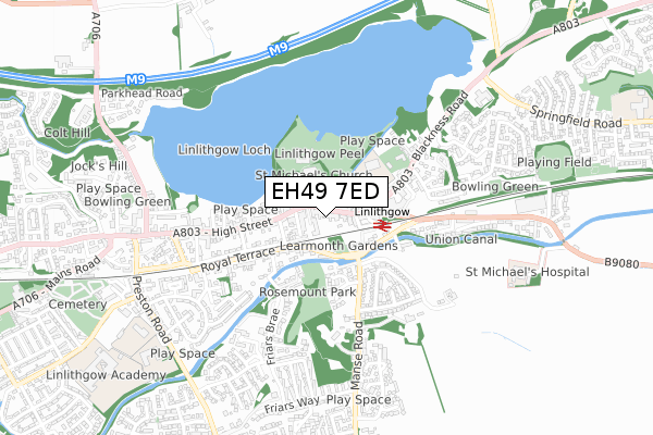 EH49 7ED map - small scale - OS Open Zoomstack (Ordnance Survey)