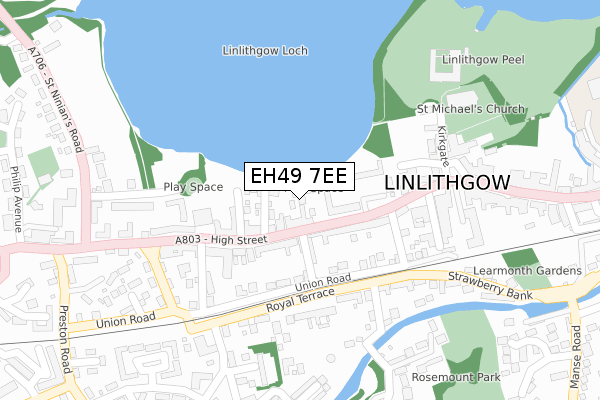 EH49 7EE map - large scale - OS Open Zoomstack (Ordnance Survey)