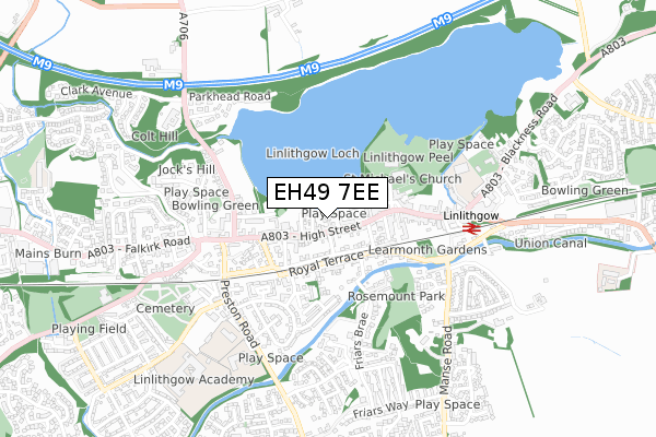 EH49 7EE map - small scale - OS Open Zoomstack (Ordnance Survey)