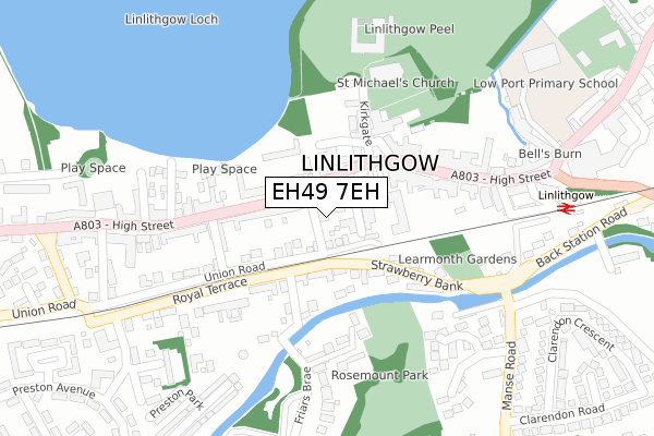 EH49 7EH map - large scale - OS Open Zoomstack (Ordnance Survey)