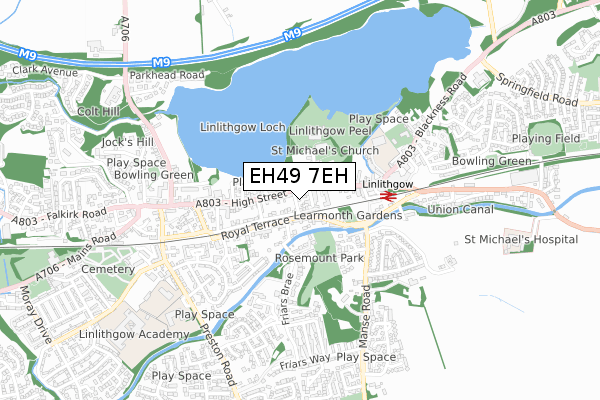 EH49 7EH map - small scale - OS Open Zoomstack (Ordnance Survey)