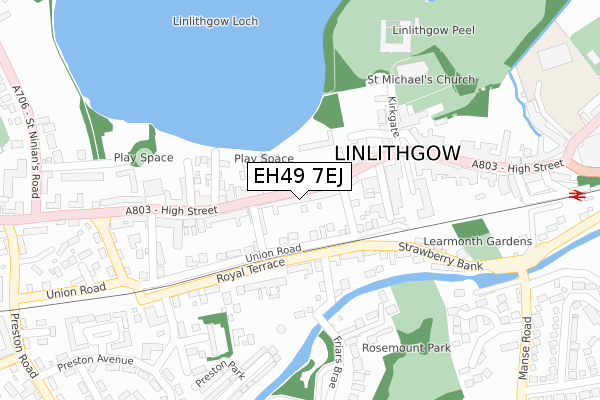 EH49 7EJ map - large scale - OS Open Zoomstack (Ordnance Survey)