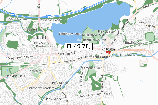 EH49 7EJ map - small scale - OS Open Zoomstack (Ordnance Survey)