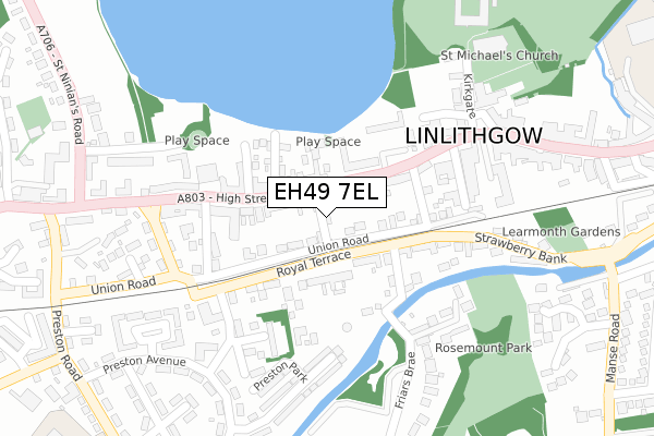 EH49 7EL map - large scale - OS Open Zoomstack (Ordnance Survey)