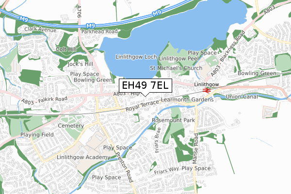 EH49 7EL map - small scale - OS Open Zoomstack (Ordnance Survey)