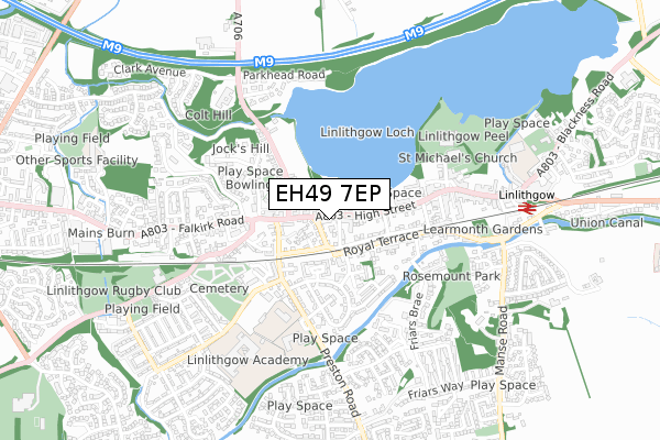 EH49 7EP map - small scale - OS Open Zoomstack (Ordnance Survey)