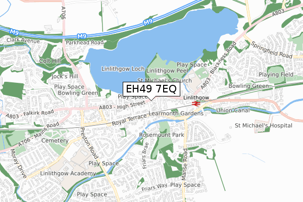 EH49 7EQ map - small scale - OS Open Zoomstack (Ordnance Survey)