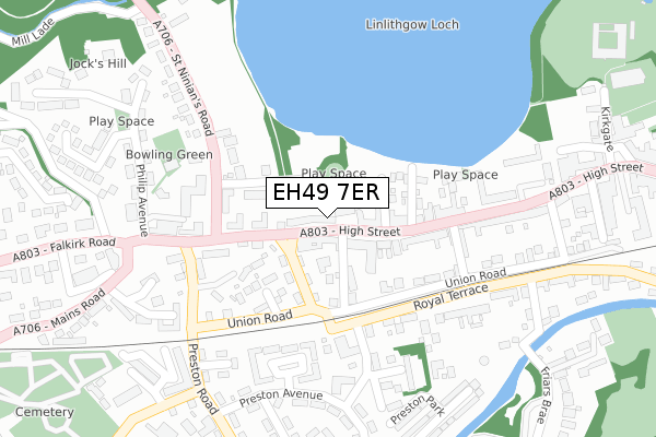 EH49 7ER map - large scale - OS Open Zoomstack (Ordnance Survey)