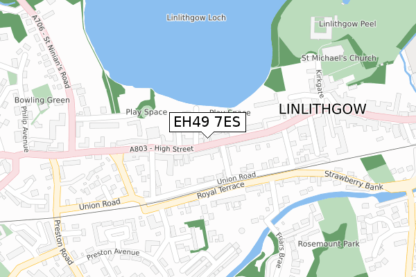 EH49 7ES map - large scale - OS Open Zoomstack (Ordnance Survey)