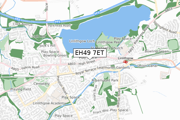 EH49 7ET map - small scale - OS Open Zoomstack (Ordnance Survey)