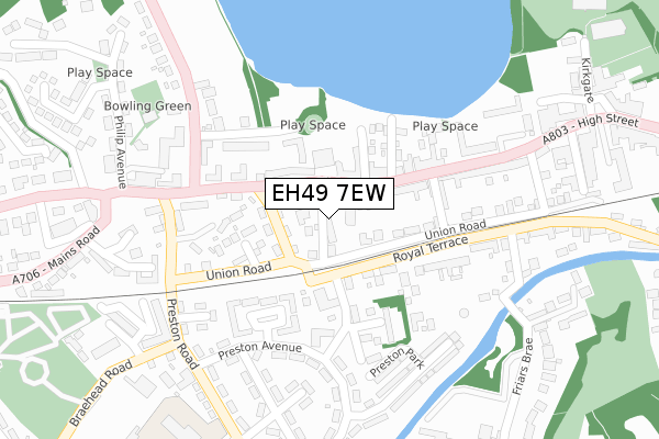 EH49 7EW map - large scale - OS Open Zoomstack (Ordnance Survey)