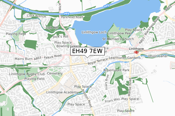 EH49 7EW map - small scale - OS Open Zoomstack (Ordnance Survey)