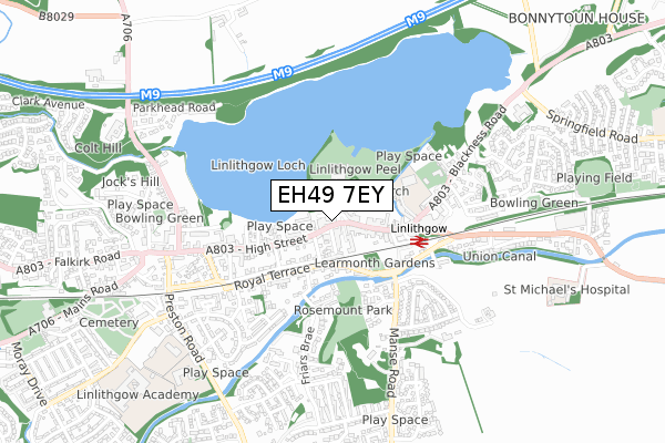 EH49 7EY map - small scale - OS Open Zoomstack (Ordnance Survey)