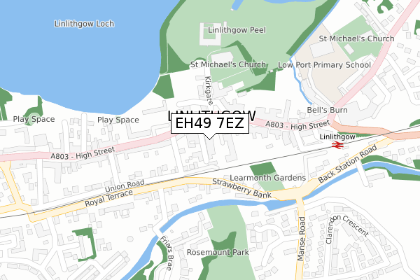 EH49 7EZ map - large scale - OS Open Zoomstack (Ordnance Survey)