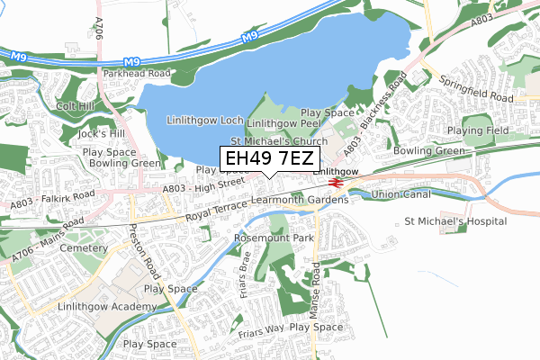 EH49 7EZ map - small scale - OS Open Zoomstack (Ordnance Survey)