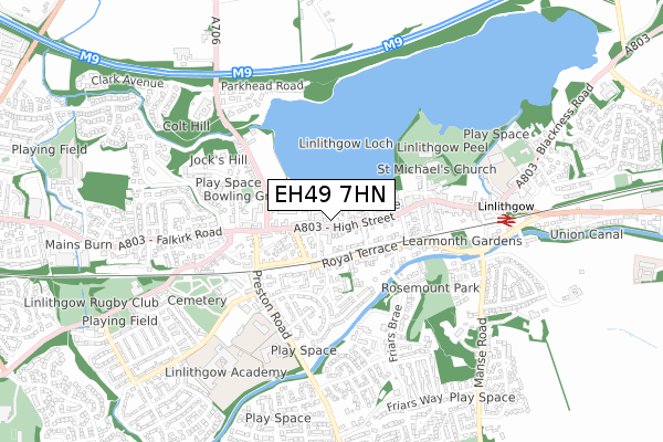 EH49 7HN map - small scale - OS Open Zoomstack (Ordnance Survey)