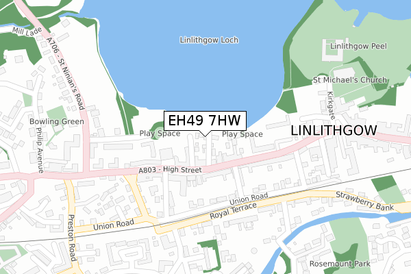 EH49 7HW map - large scale - OS Open Zoomstack (Ordnance Survey)