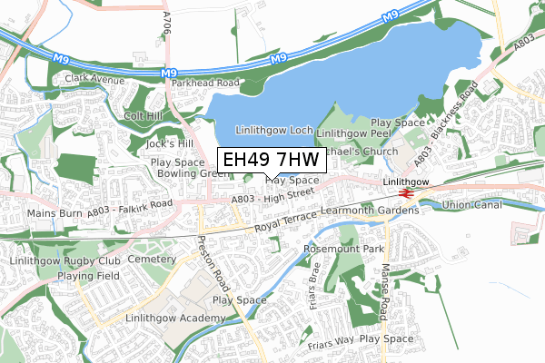 EH49 7HW map - small scale - OS Open Zoomstack (Ordnance Survey)