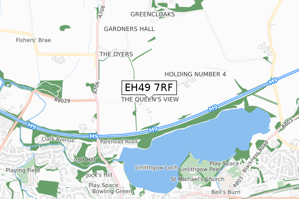 EH49 7RF map - small scale - OS Open Zoomstack (Ordnance Survey)