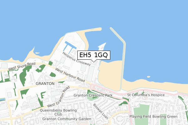 EH5 1GQ map - small scale - OS Open Zoomstack (Ordnance Survey)