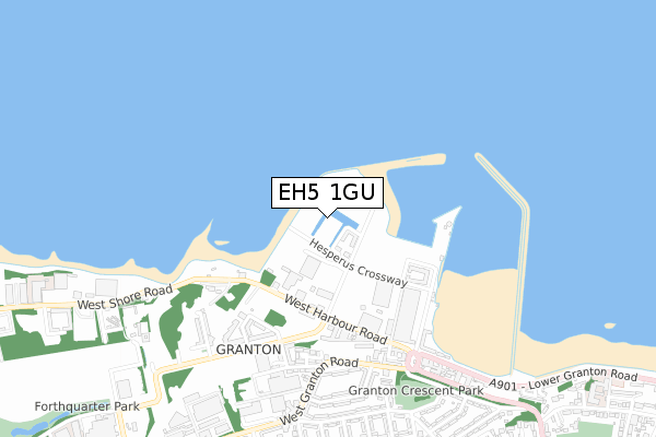 EH5 1GU map - small scale - OS Open Zoomstack (Ordnance Survey)