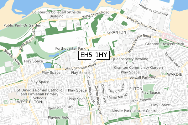 EH5 1HY map - small scale - OS Open Zoomstack (Ordnance Survey)