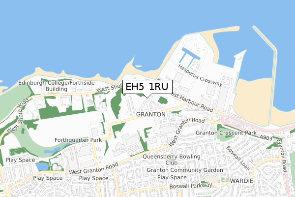 EH5 1RU map - small scale - OS Open Zoomstack (Ordnance Survey)