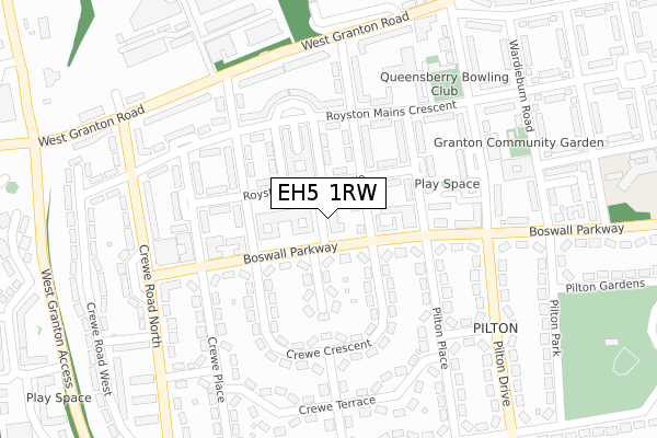 EH5 1RW map - large scale - OS Open Zoomstack (Ordnance Survey)