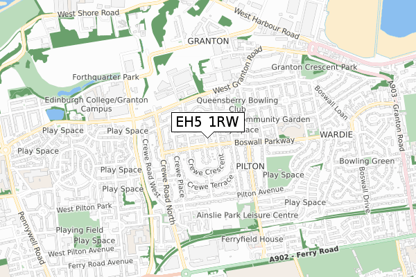 EH5 1RW map - small scale - OS Open Zoomstack (Ordnance Survey)