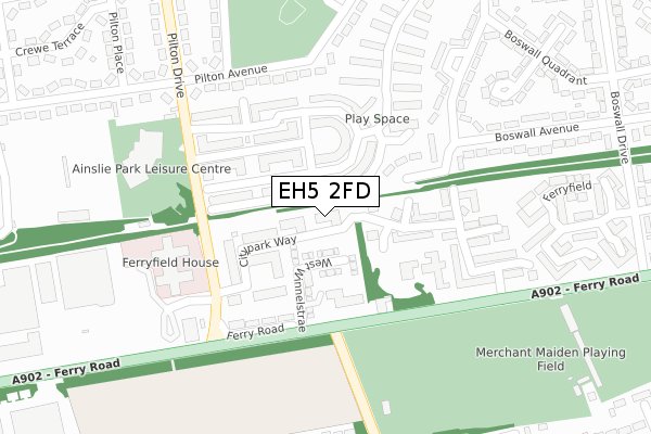 EH5 2FD map - large scale - OS Open Zoomstack (Ordnance Survey)