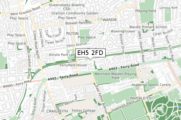 EH5 2FD map - small scale - OS Open Zoomstack (Ordnance Survey)