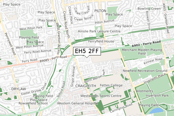 EH5 2FF map - small scale - OS Open Zoomstack (Ordnance Survey)